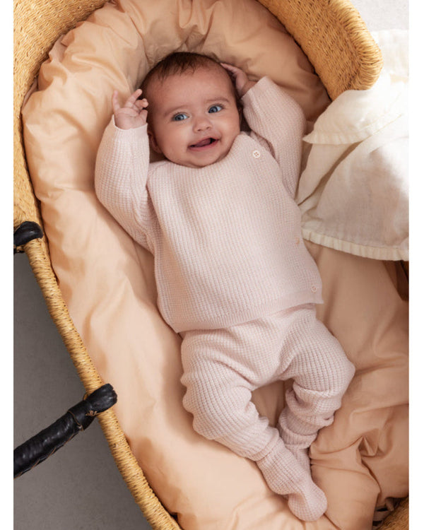 Pulover roz din lana Merino 100%